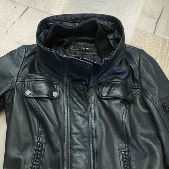 Zara Basic leather moto jacket - Picture 5 of 5